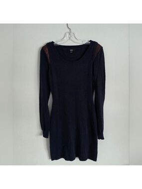 RUDSAK | Wool Sweater Dress Cow Hair Inserts navy Sz L